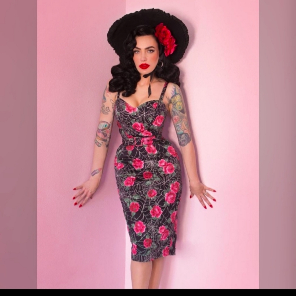 Vixen by Micheline Pitt Spider Web Wiggle Dress